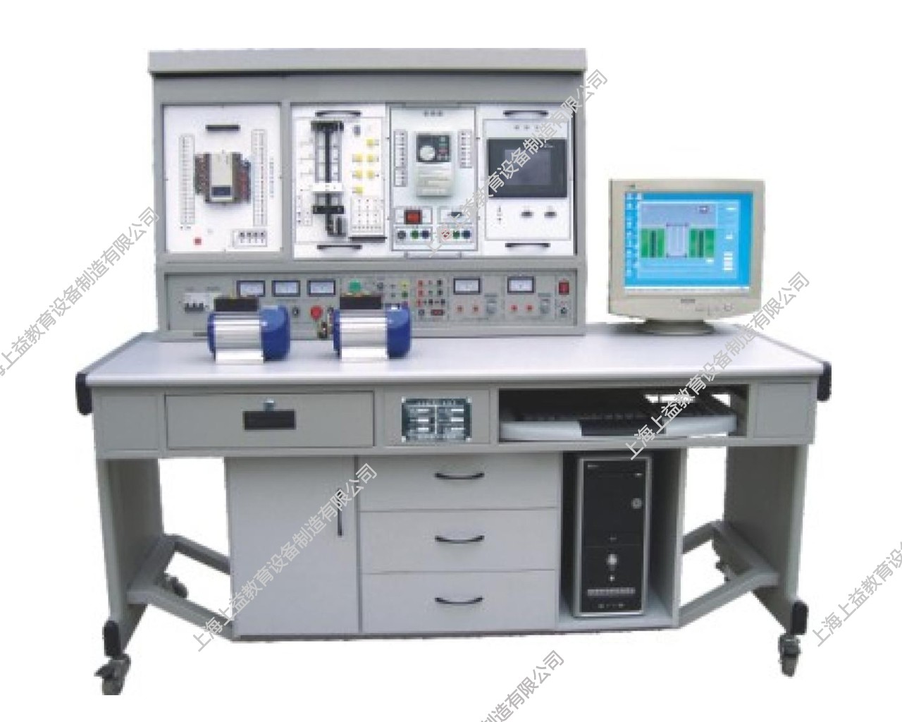 SYPLC-104C網(wǎng)絡(luò)型PLC可編程控制器/變頻調(diào)速/電氣控制及微機接口綜合實驗裝置（PLC、變頻器、觸摸屏、電氣控制、微機接口）